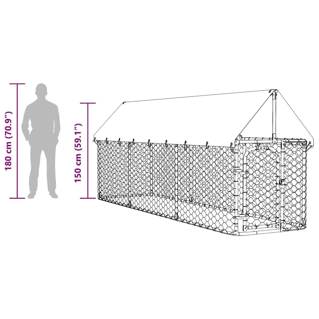 vidaXL Gabbia per Cani da Esterno con Tetto 400x100x150 cm - immagine 4