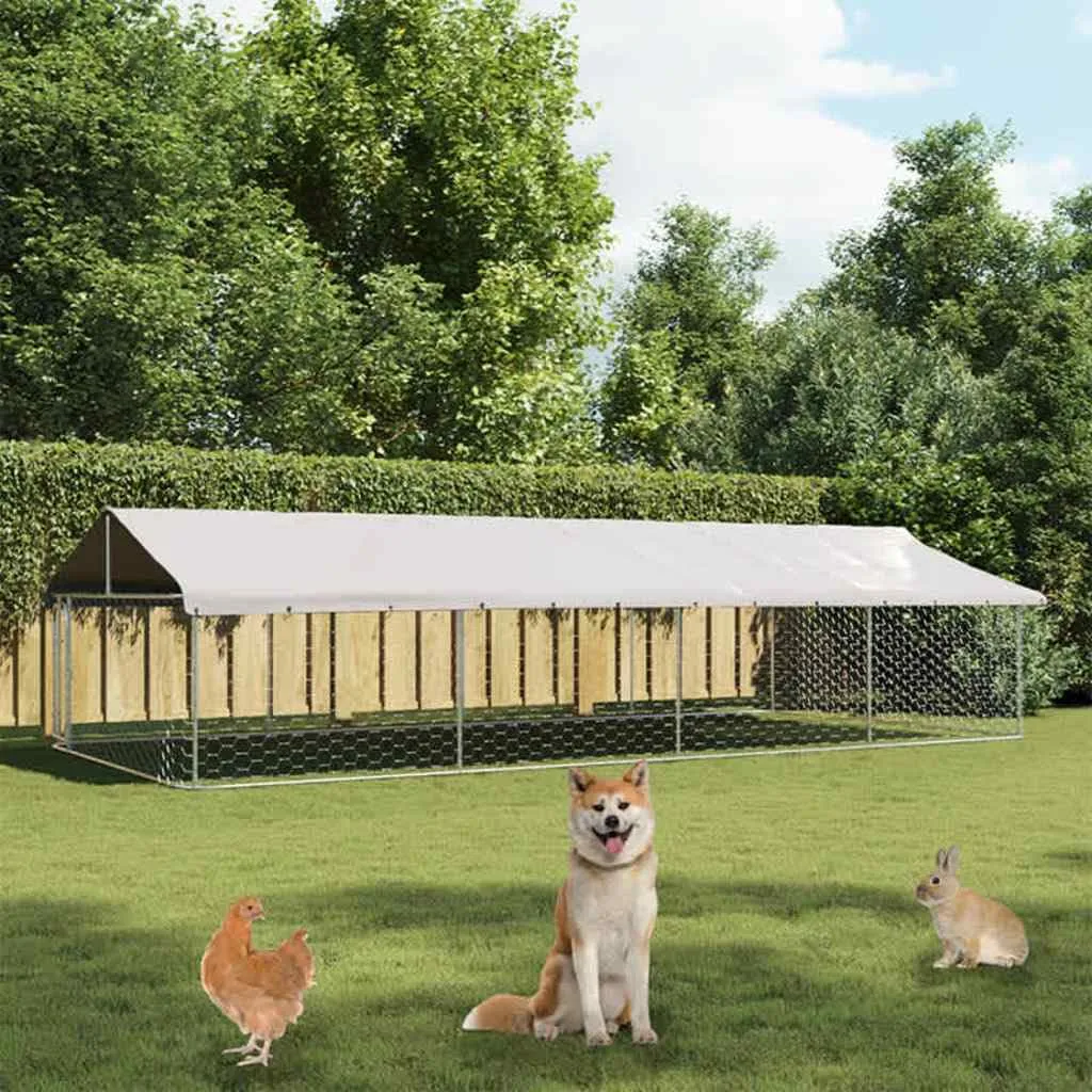 vidaXL Gabbia per Cani da Esterno con Tetto 600x300x150 cm - immagine 2