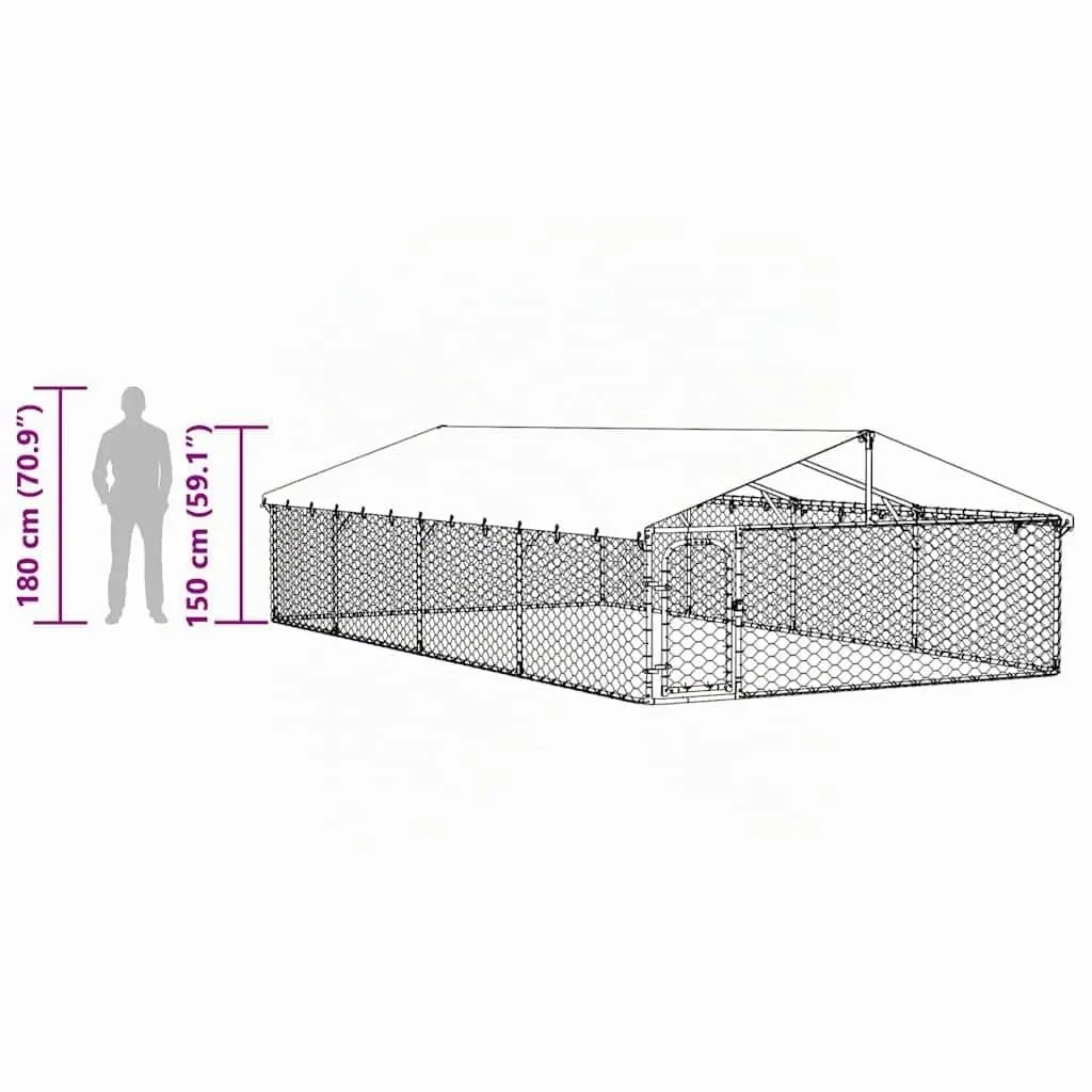 vidaXL Gabbia per Cani da Esterno con Tetto 600x300x150 cm - immagine 4
