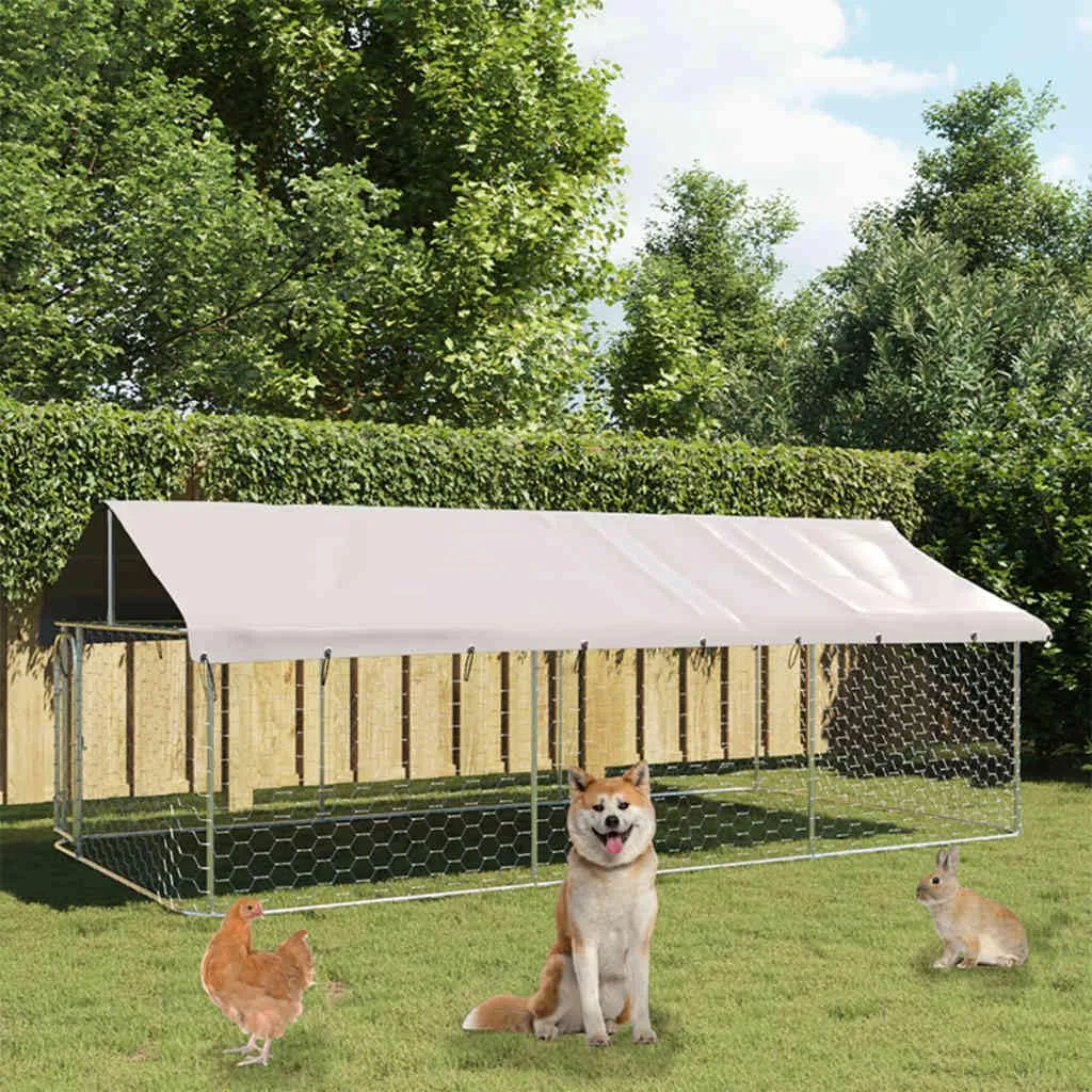 vidaXL Gabbia per Cani da Esterno con Tetto 400x200x150 cm - immagine 2