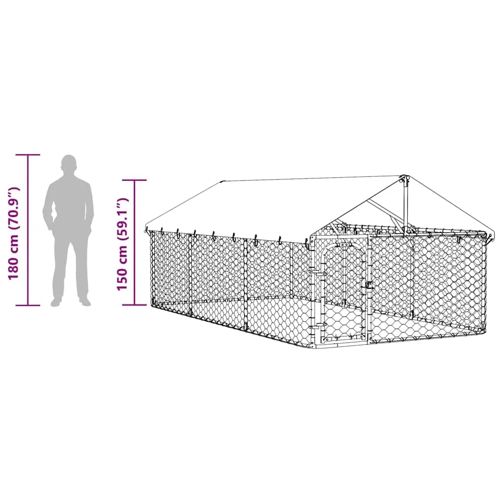 vidaXL Gabbia per Cani da Esterno con Tetto 400x200x150 cm - immagine 4