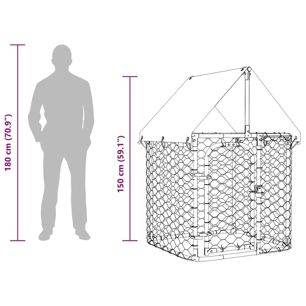 vidaXL Gabbia per Cani da Esterno con Tetto 100x100x150 cm - immagine 4