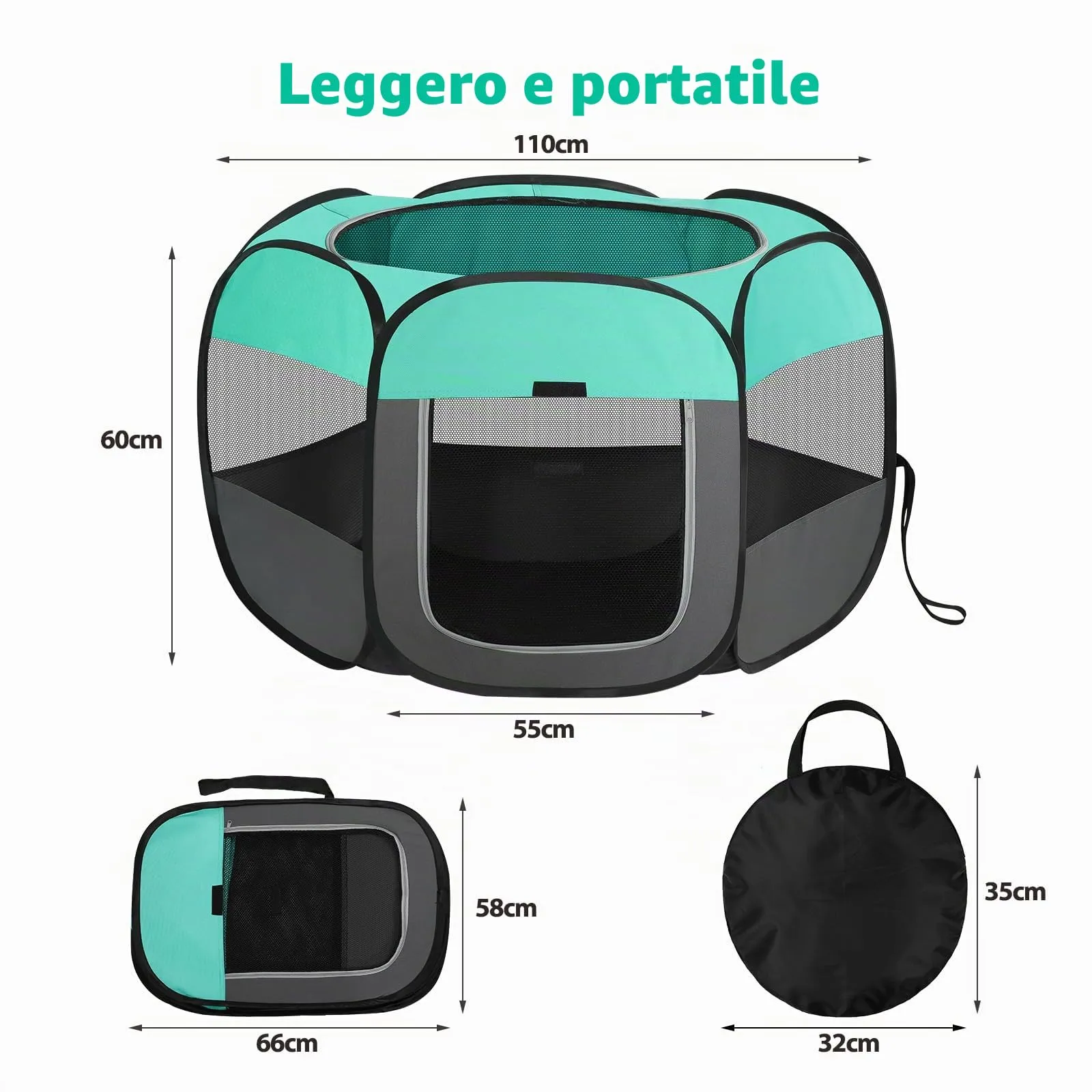 BIGWING Style Recinto per Cani e Gatti da Interno ed Esterno, 110x110x60cm - immagine 6