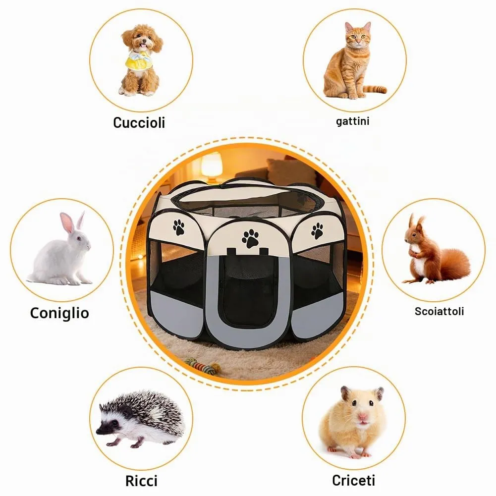 YNNHUDEEP Gabbia per Cuccioli XXL per Interni ed Esterni, Grigio con Impronte di Zampa - immagine 3