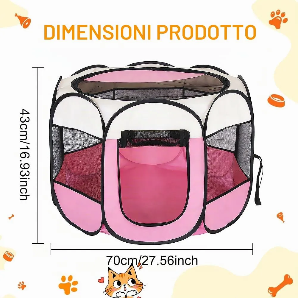 YNNHUDEEP Gabbia XXL per cuccioli e piccoli animali, Interno ed Esterno (Beige + Rosa) - immagine 2