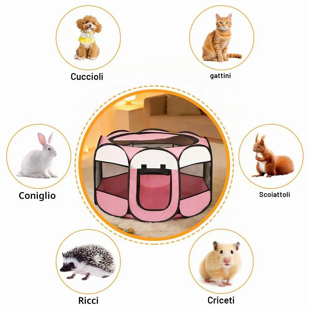 YNNHUDEEP Gabbia XXL per cuccioli e piccoli animali, Interno ed Esterno (Beige + Rosa) - immagine 3