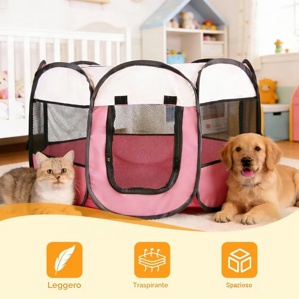 YNNHUDEEP Gabbia XXL per cuccioli e piccoli animali, Interno ed Esterno (Beige + Rosa) - immagine 4