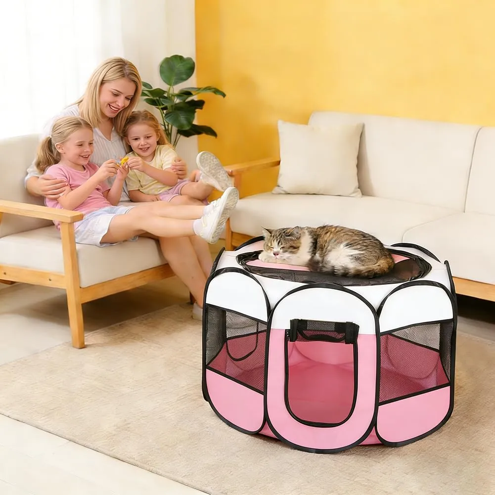 YNNHUDEEP Gabbia XXL per cuccioli e piccoli animali, Interno ed Esterno (Beige + Rosa) - immagine 5