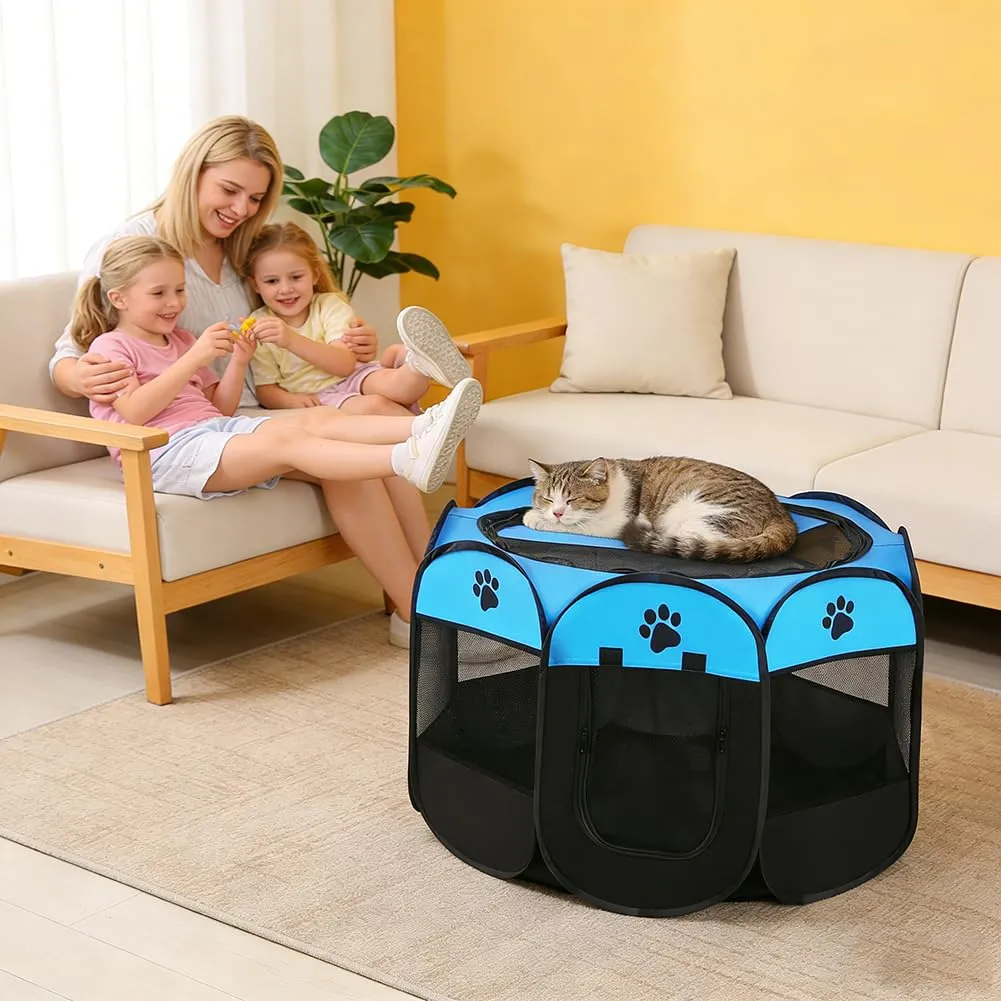 YNNHUDEEP Recinto per Cuccioli e Piccoli Animali, 74x74x43 cm, Blu - immagine 5