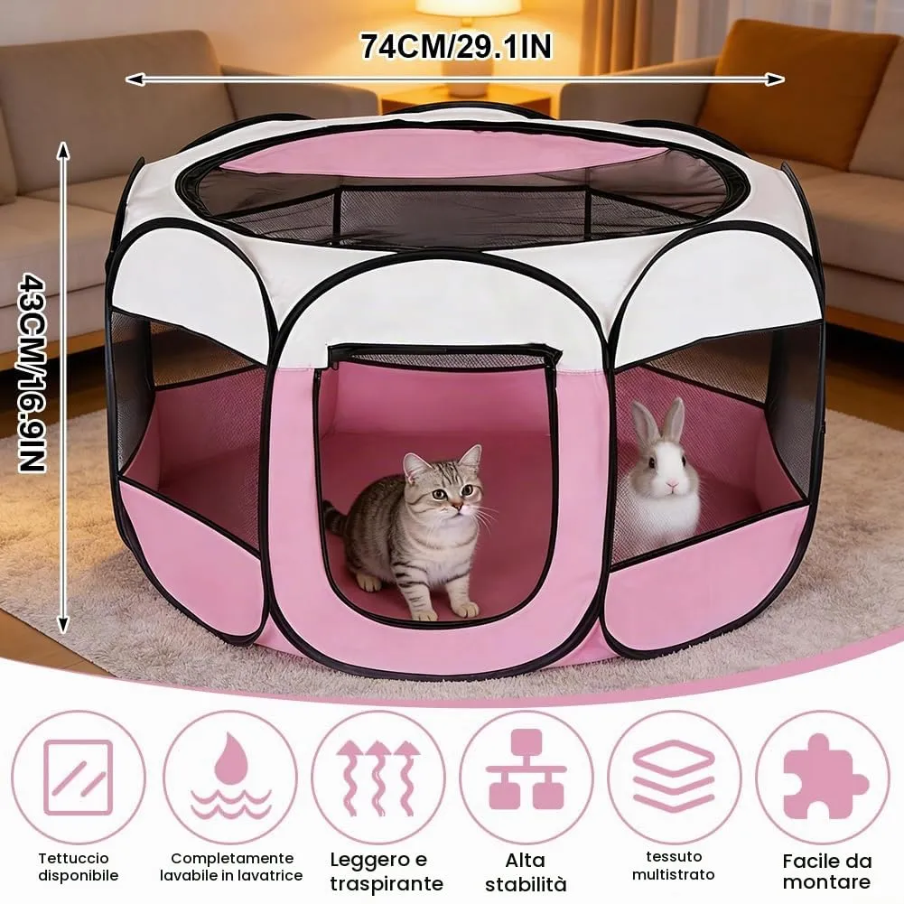 Wapasezyar Recinto Pieghevole per Cuccioli, Cani, Gatti e Piccoli Animali, 74x74x43cm - immagine 2