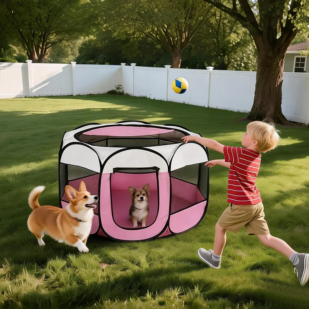Wapasezyar Recinto Pieghevole per Cuccioli, Cani, Gatti e Piccoli Animali, 74x74x43cm - immagine 4