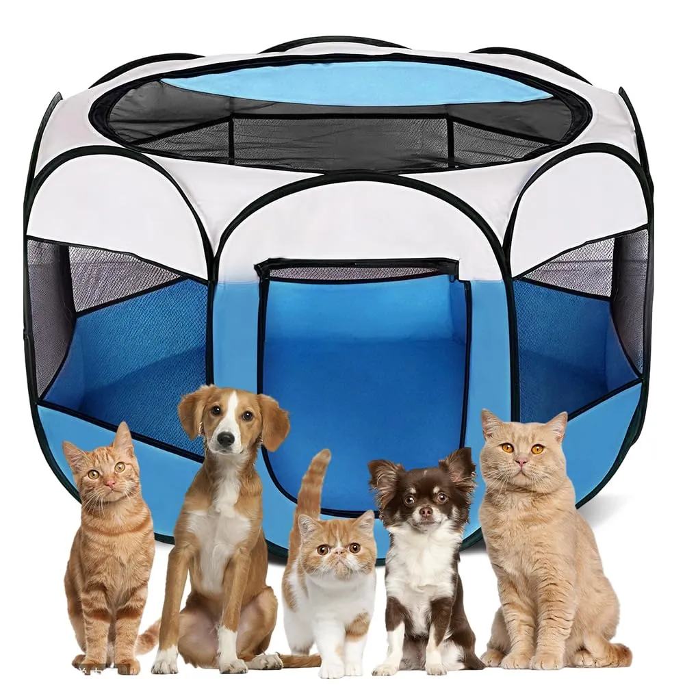 Wapasezyar Recinto pieghevole per cuccioli e piccoli animali 74x74x43cm, Blu - immagine 1