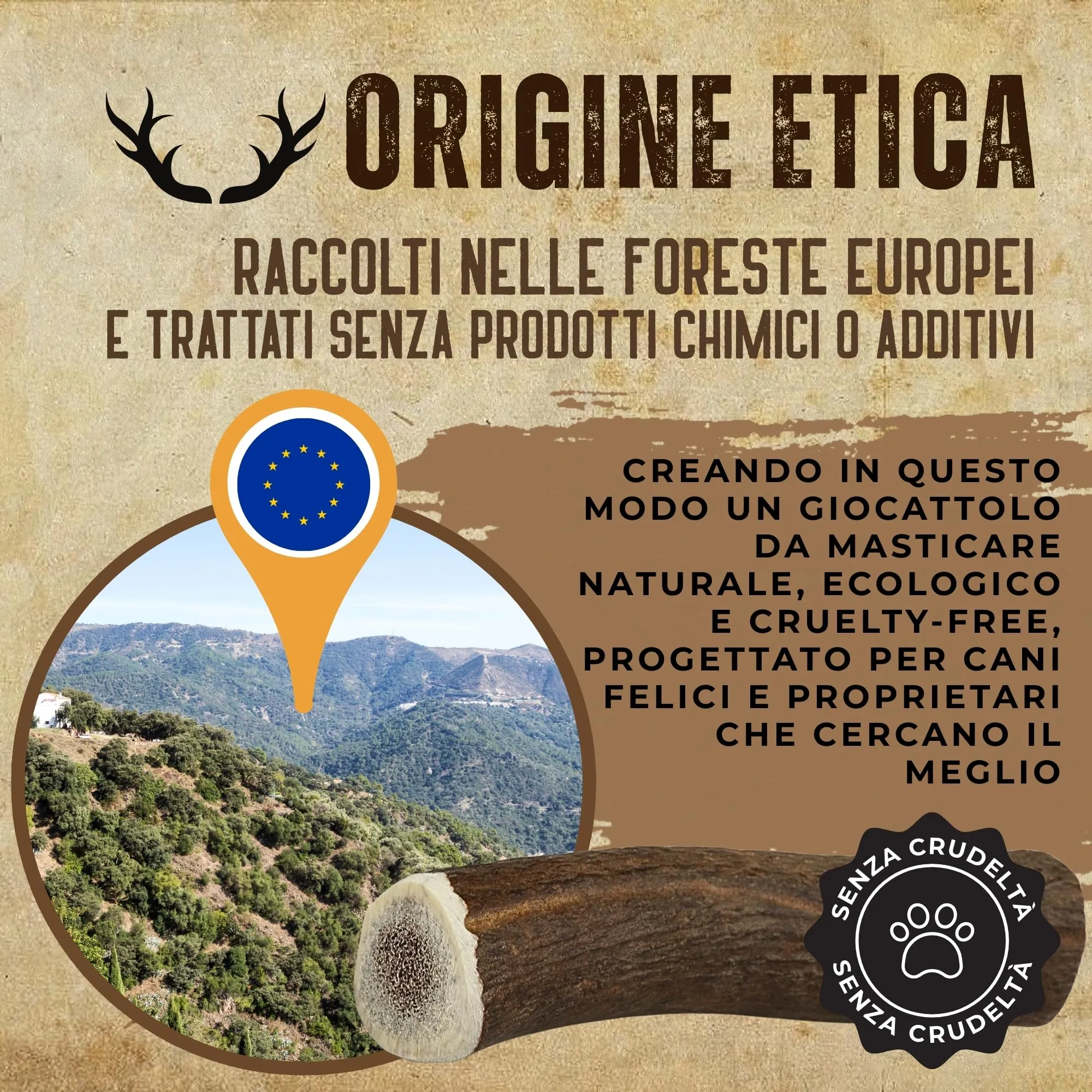 Kira & Gara Corno di Cervo Naturale per Cani XL (200-240g, 1pz) - immagine 6