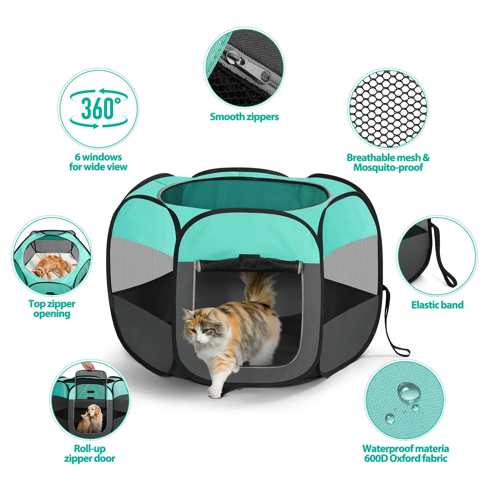 BIGWING Style Recinto per Cani, Gatti e Conigli, Taglia M (85x85x58cm) - immagine 4