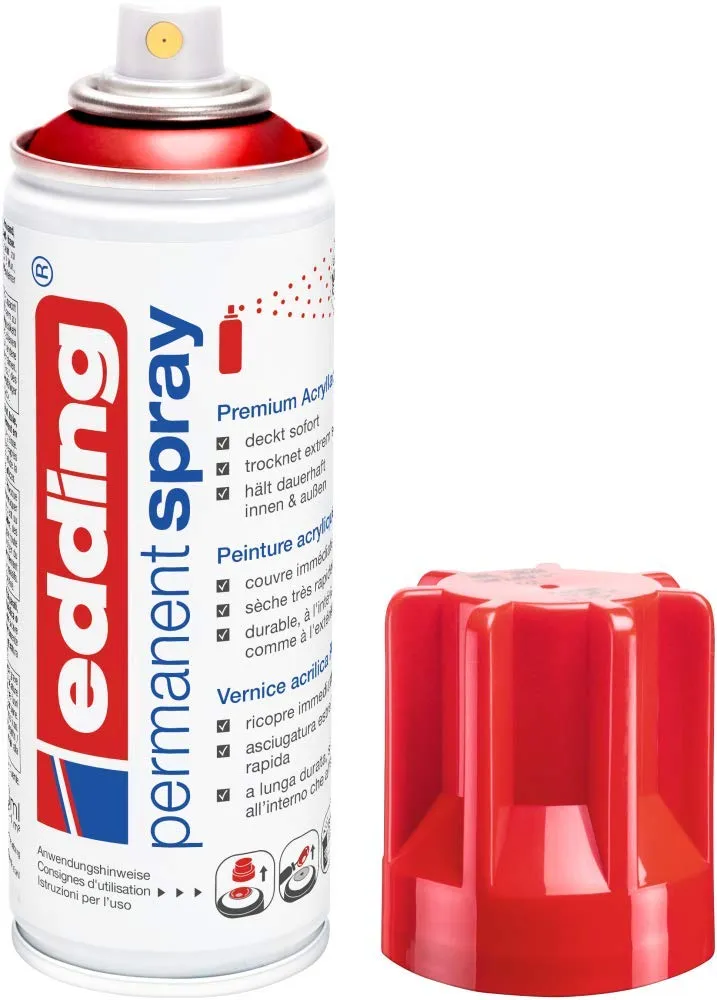 edding 5200 Spray Permanente, Rosso Traffico Lucido, 200 ml, Vernice Acrilica Premium - immagine 1