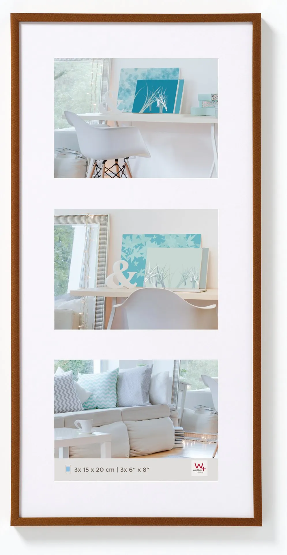 walther design New Lifestyle Cornice Bronzo, 3 Foto 10x15 cm, KV315J - immagine 1