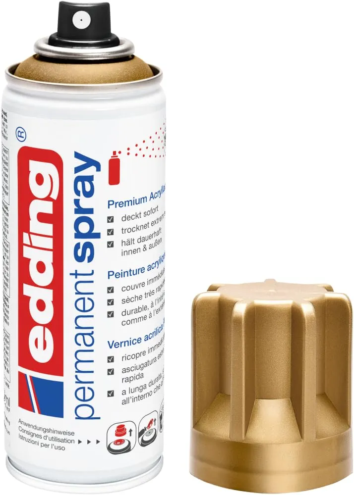 Edding 5200 Spray Permanente, Oro Prezioso Opaco, 200 ml, Vernice Acrilica - immagine 1
