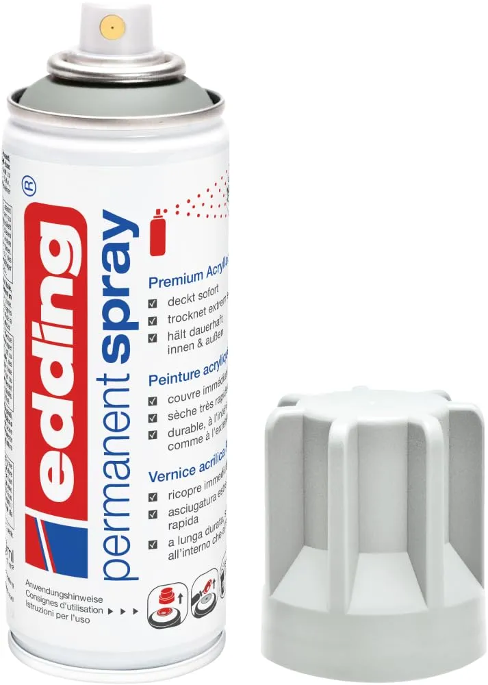 Edding 5200 Spray Permanente, Grigio Chiaro Opaco, 200 ml - immagine 1