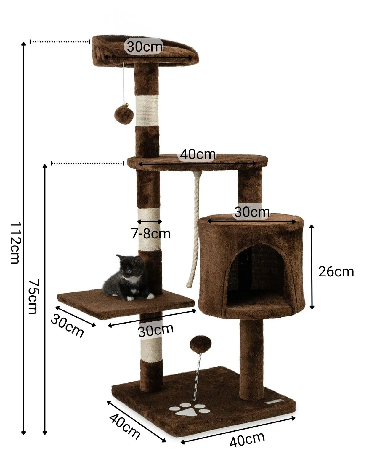 lionto Tiragraffi con Grotta e Colonne, 4 Livelli, 112 cm, Marrone - immagine 6