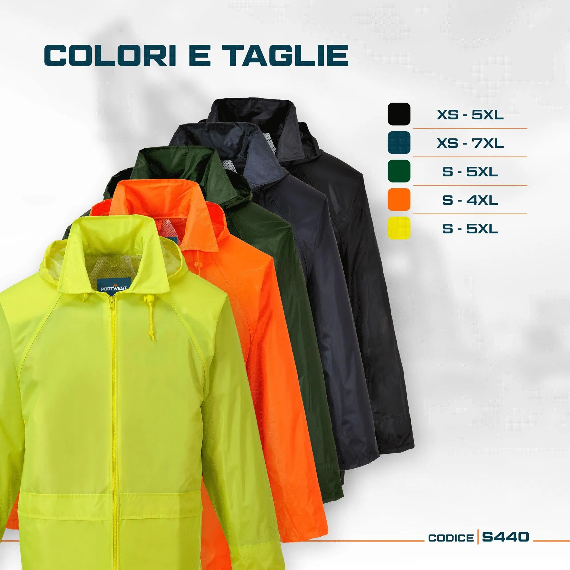 Portwest S440 Giacca Impermeabile Classic Leggera - Giallo - XL - immagine 5