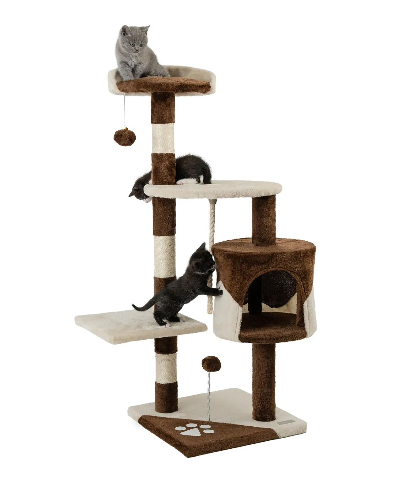lionto Tiragraffi con Grotta e Colonne, 4 Livelli, 112 cm, Marrone/Beige - immagine 1