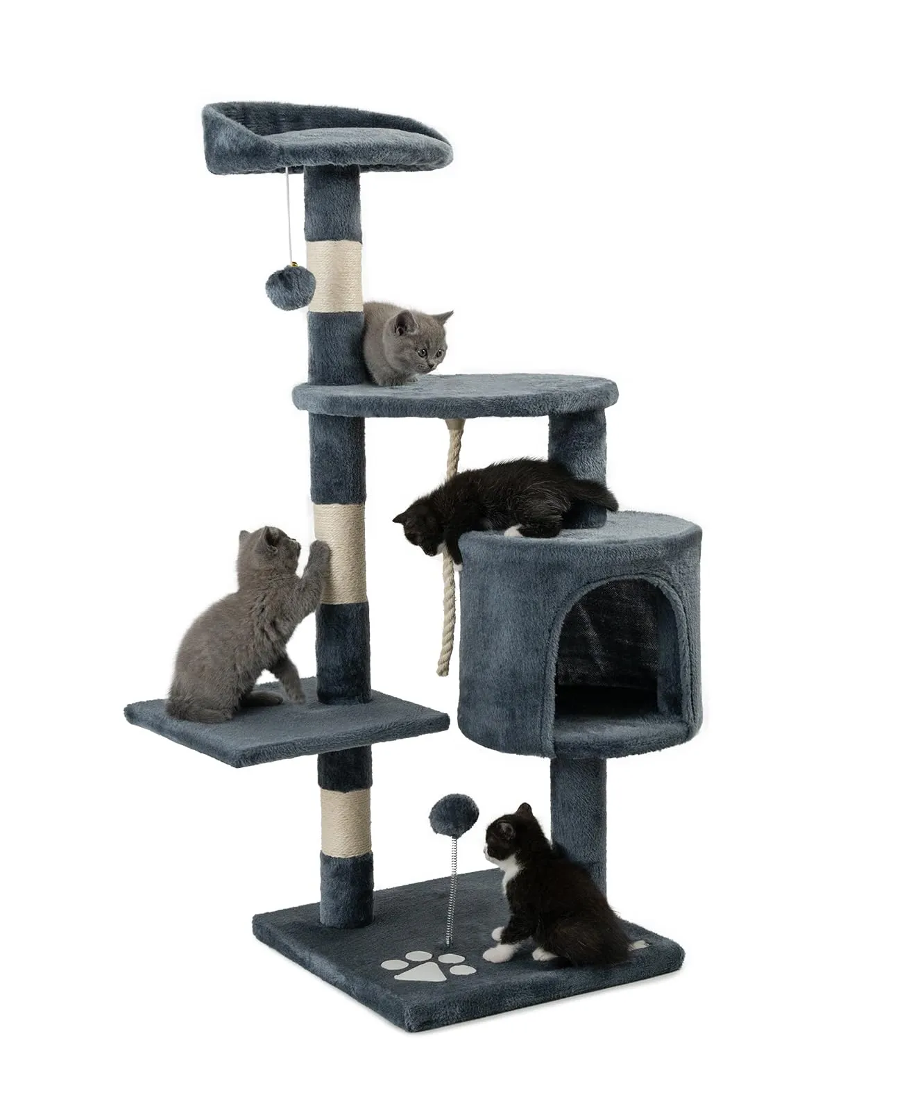 lionto Tiragraffi con Grotta e Colonne, 4 Livelli, 112 cm, Grigio - immagine 1