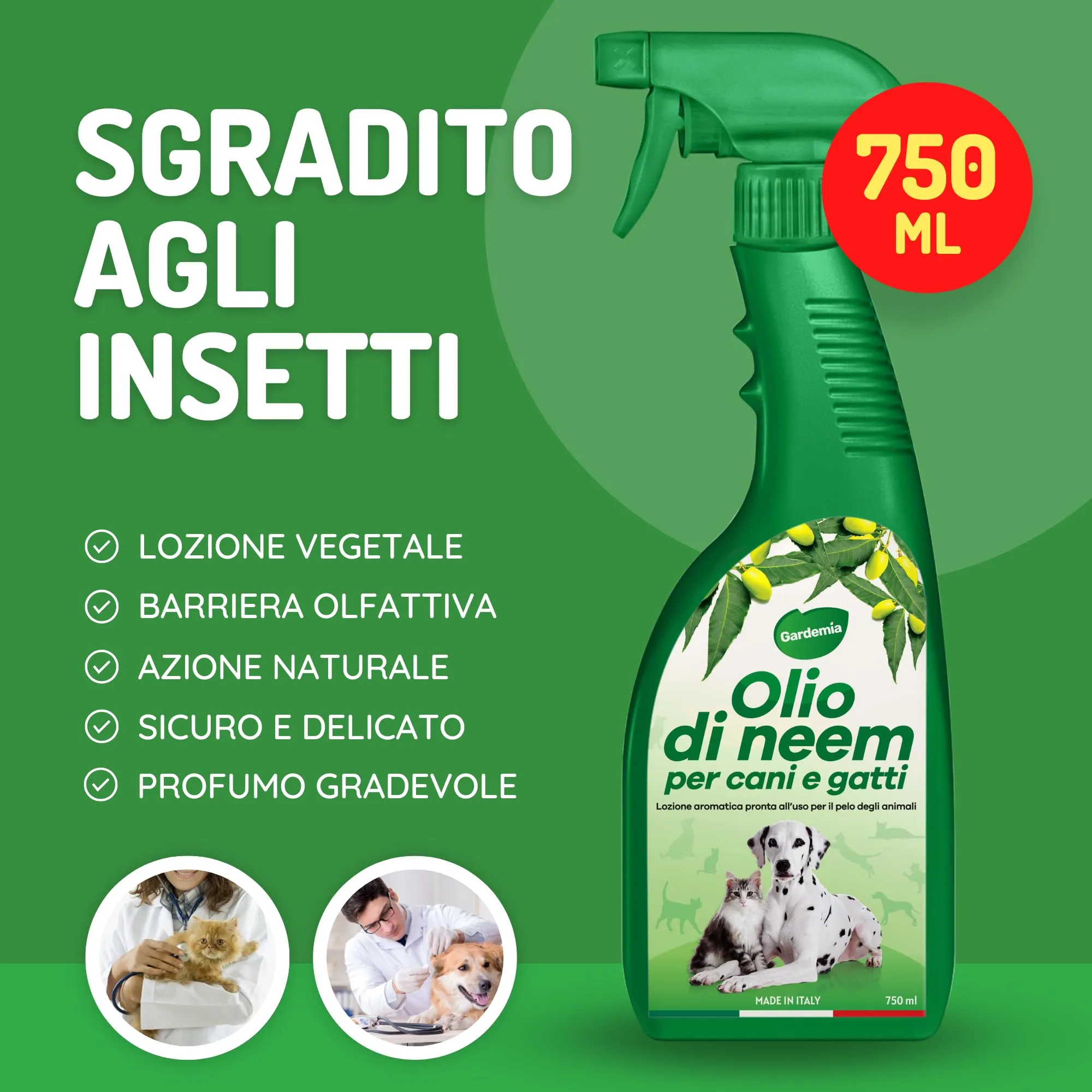 Gardemia Olio di Neem Spray per Cani e Gatti, 750ml - immagine 2