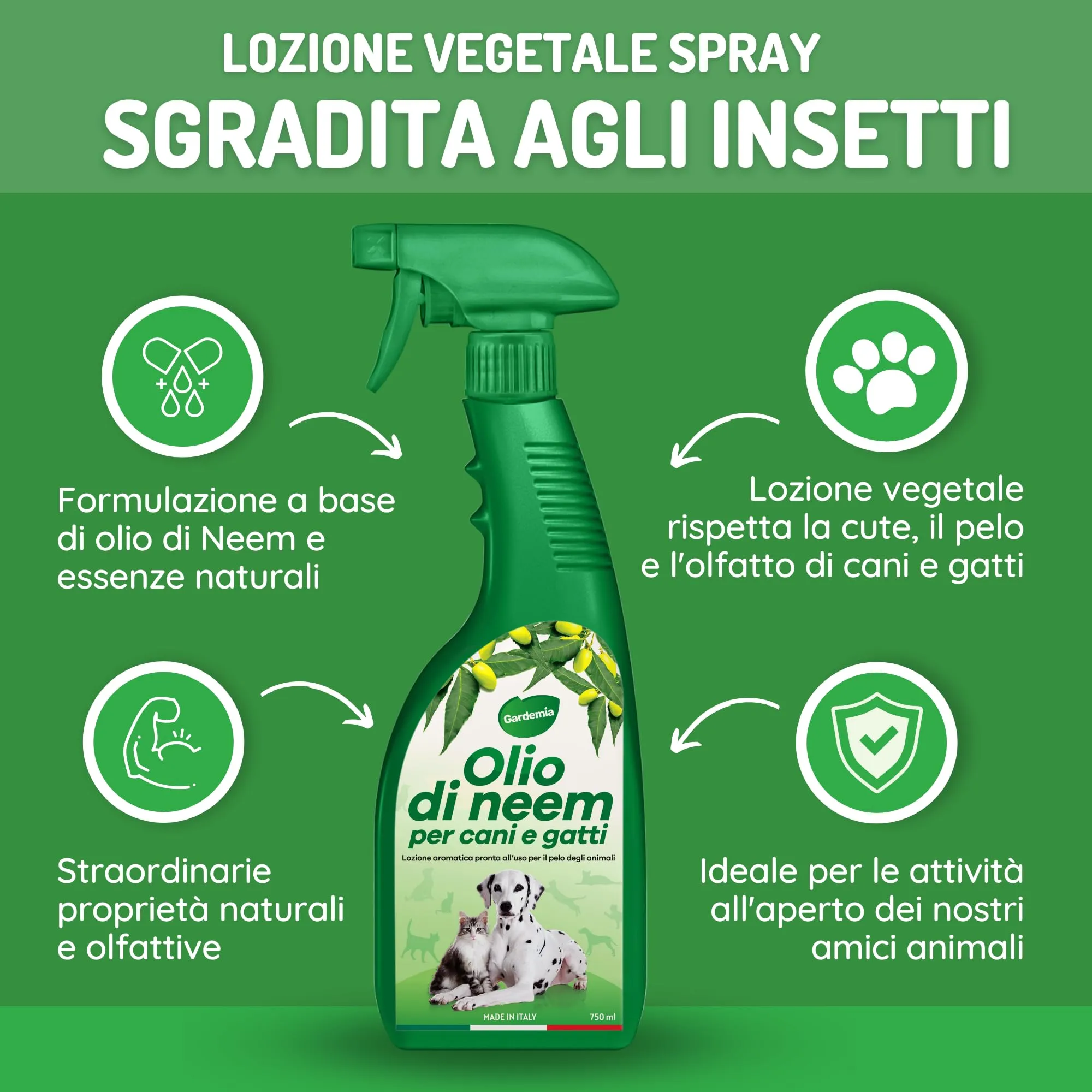 Gardemia Olio di Neem Spray per Cani e Gatti, 750ml - immagine 3