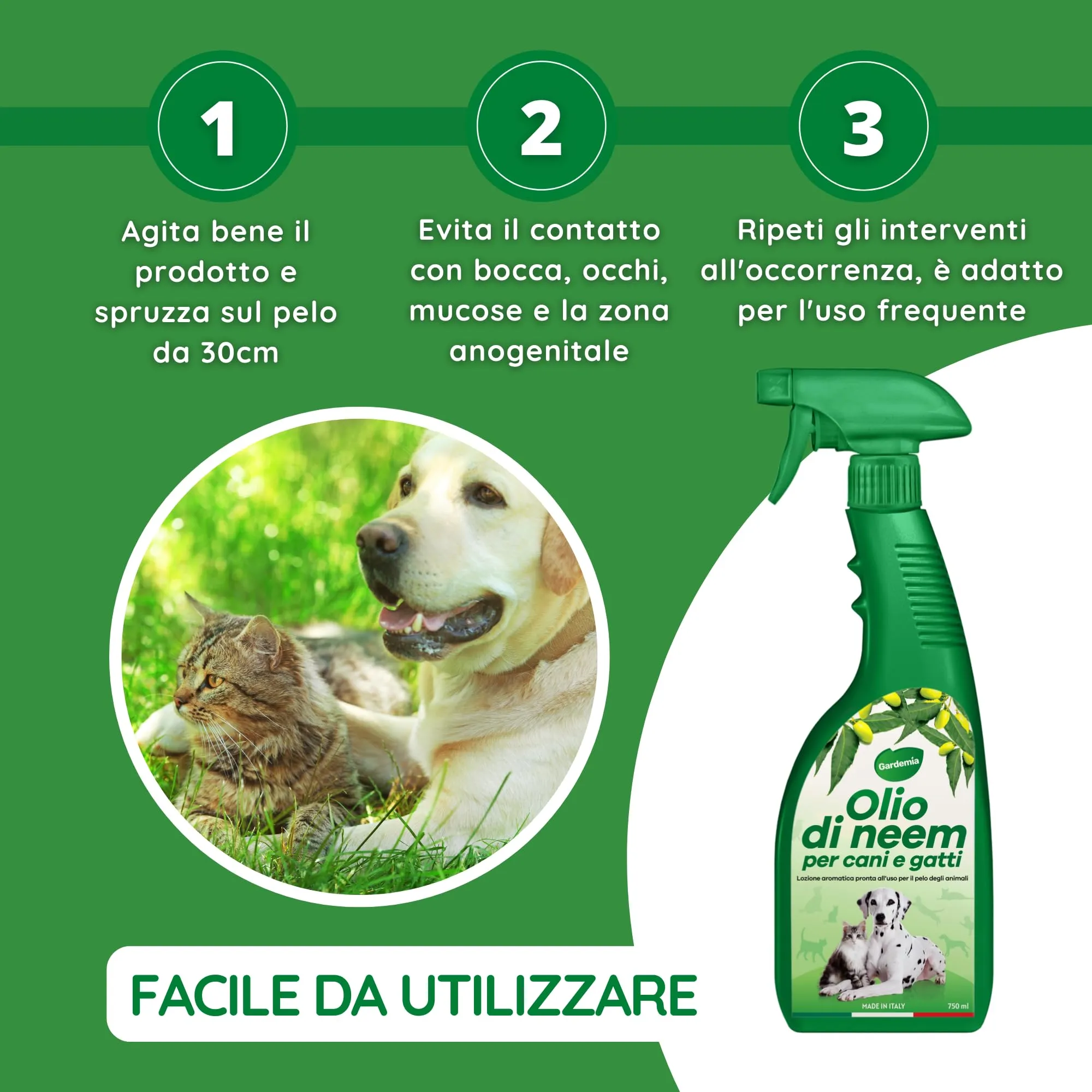 Gardemia Olio di Neem Spray per Cani e Gatti, 750ml - immagine 5