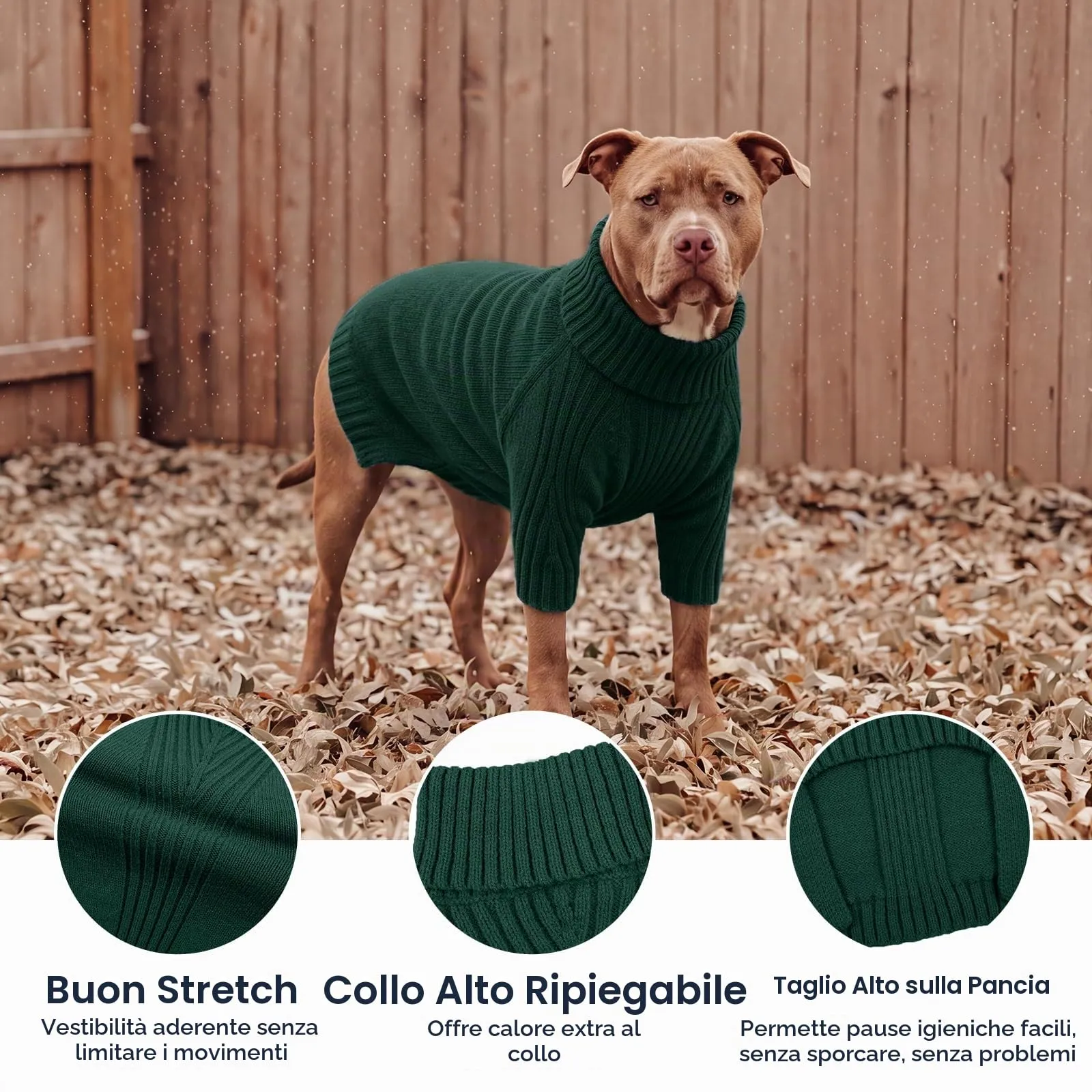 IECOii Maglione dolcevita per cani e gatti, invernale caldo - immagine 3