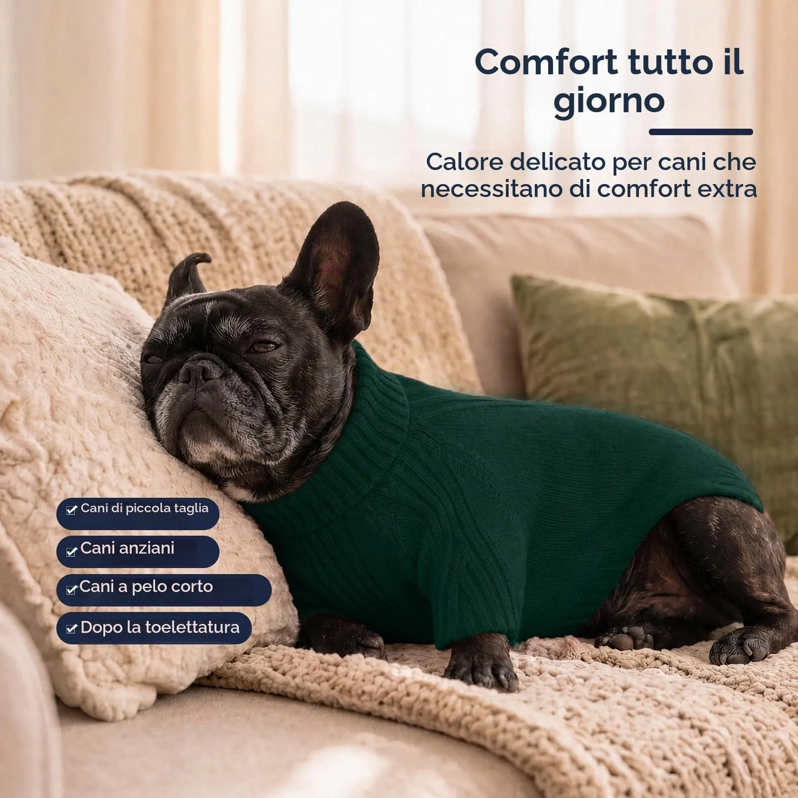 IECOii Maglione Dolcevita per Cani e Gatti, Inverno Natale, Taglia XXXL, Verde - immagine 4