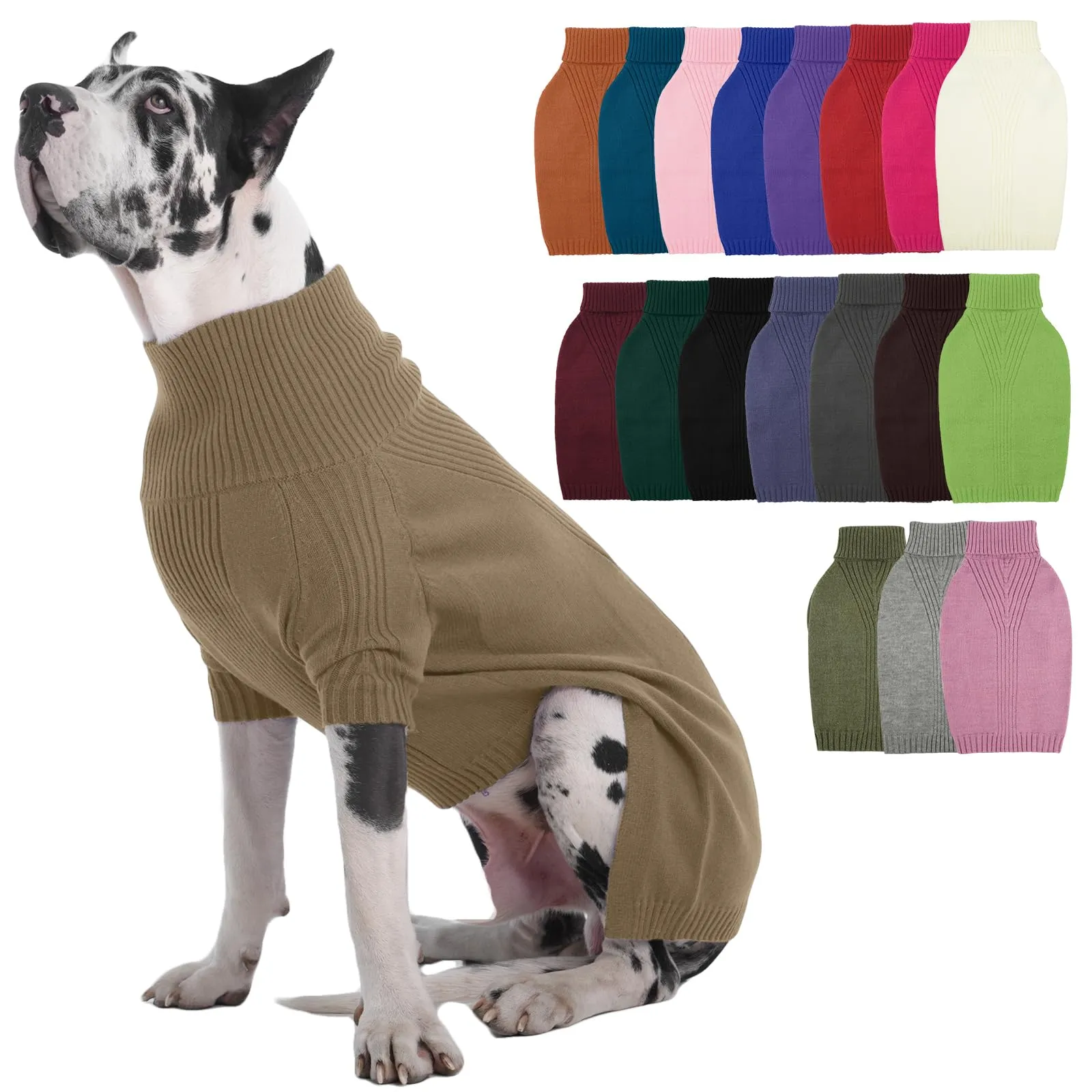 IECOii Maglione dolcevita invernale per cani e gatti, taglia XXXXL, Camel - immagine 1
