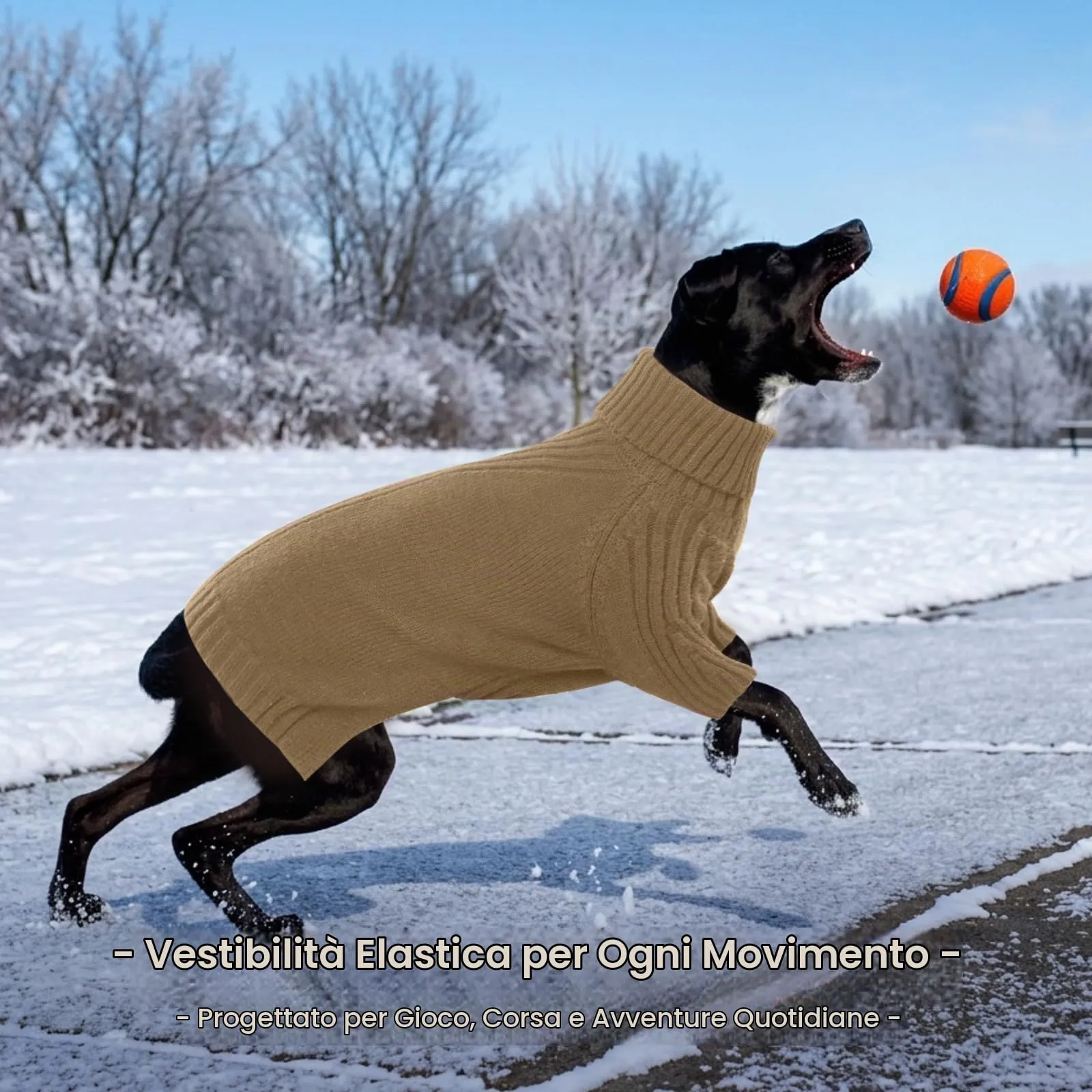 IECOii Maglione dolcevita invernale per cani e gatti, taglia XXXXL, Camel - immagine 6