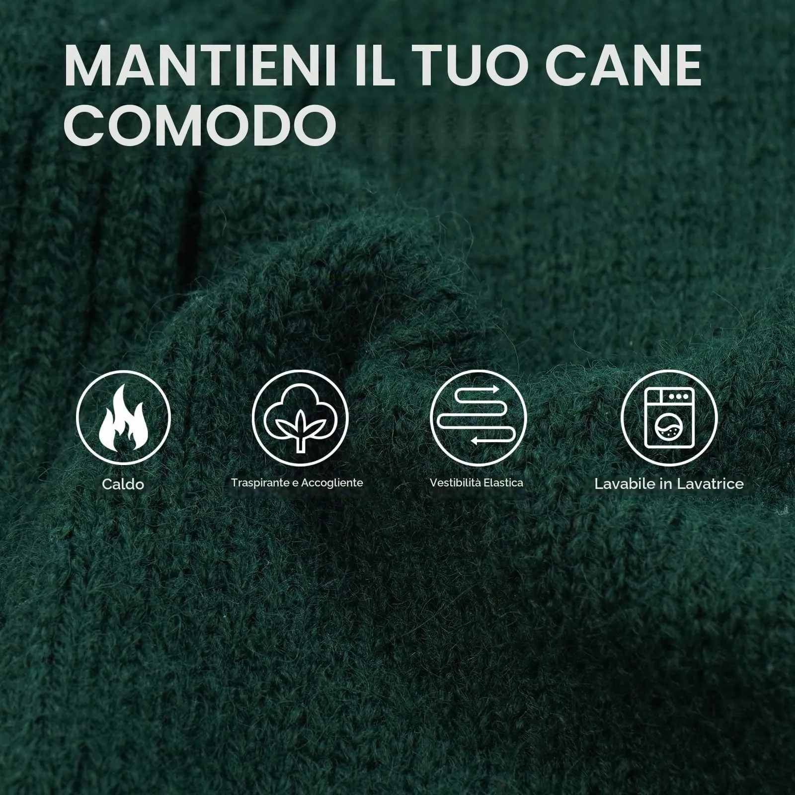 IECOii Maglione dolcevita invernale per cani e gatti, Verde, Taglia 4XL - immagine 2