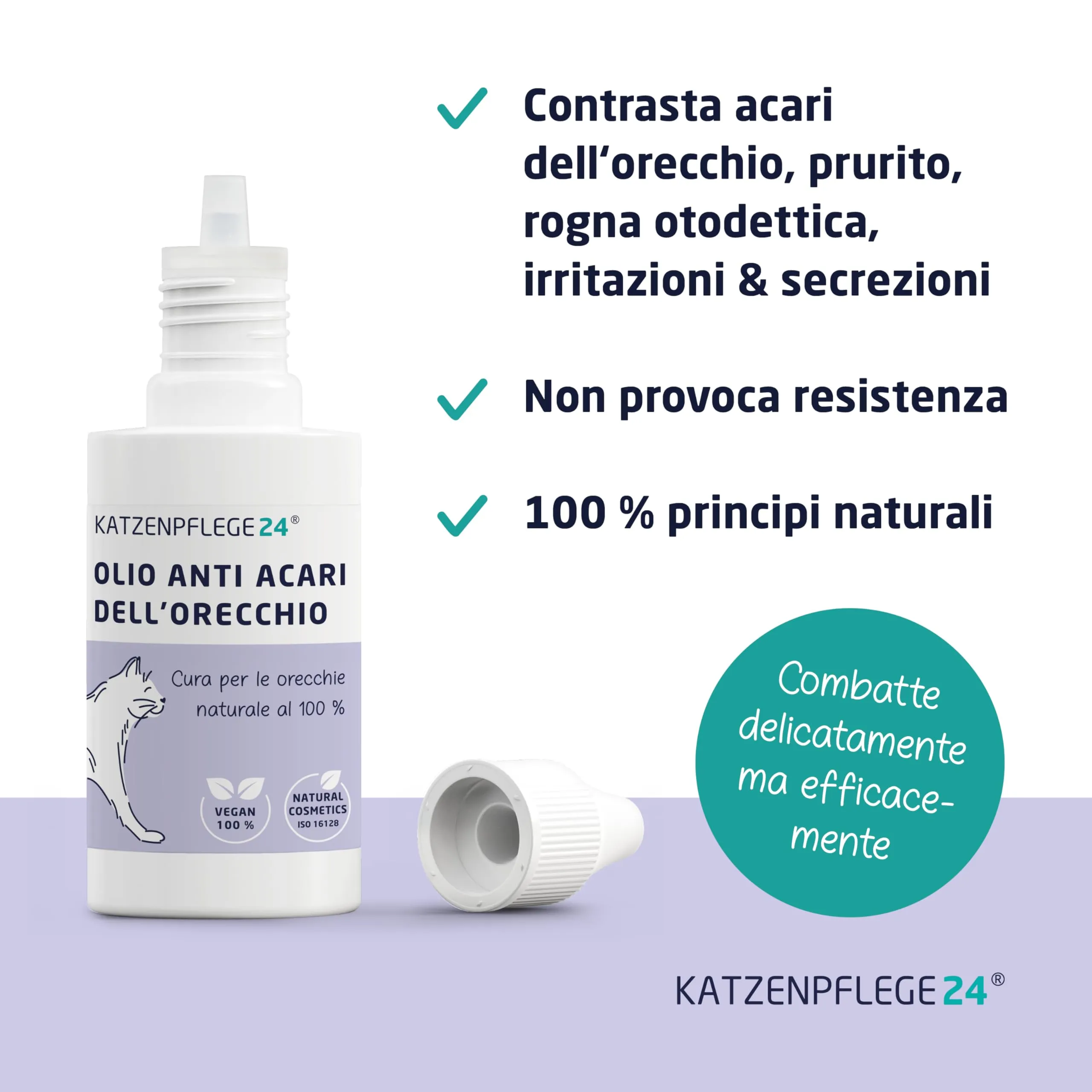 KATZENPFLEGE24 Olio anti acari dell'orecchio per gatti, 50ml - immagine 2