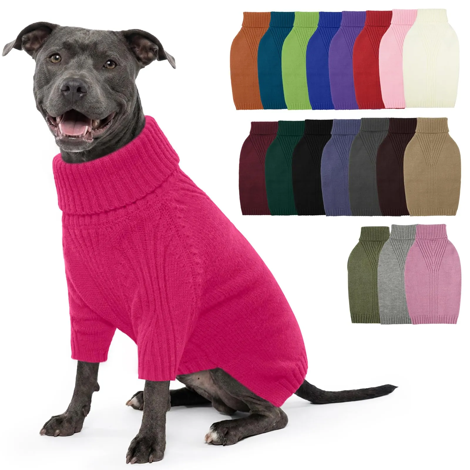 IECOii Maglione dolcevita invernale per cani e gatti, taglia XL, Rose-Red - immagine 1