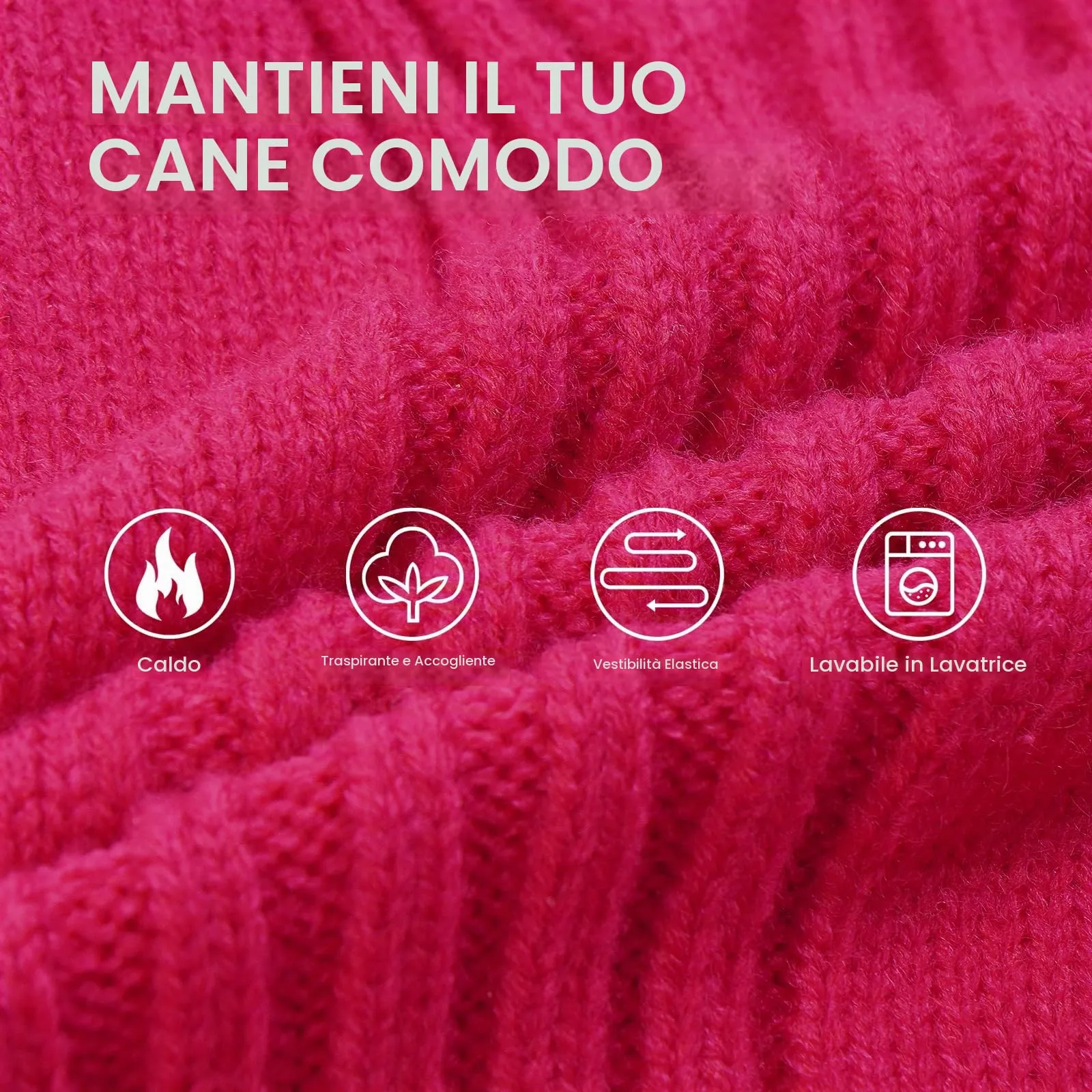 IECOii Maglione dolcevita invernale per cani e gatti, taglia XL, Rose-Red - immagine 2