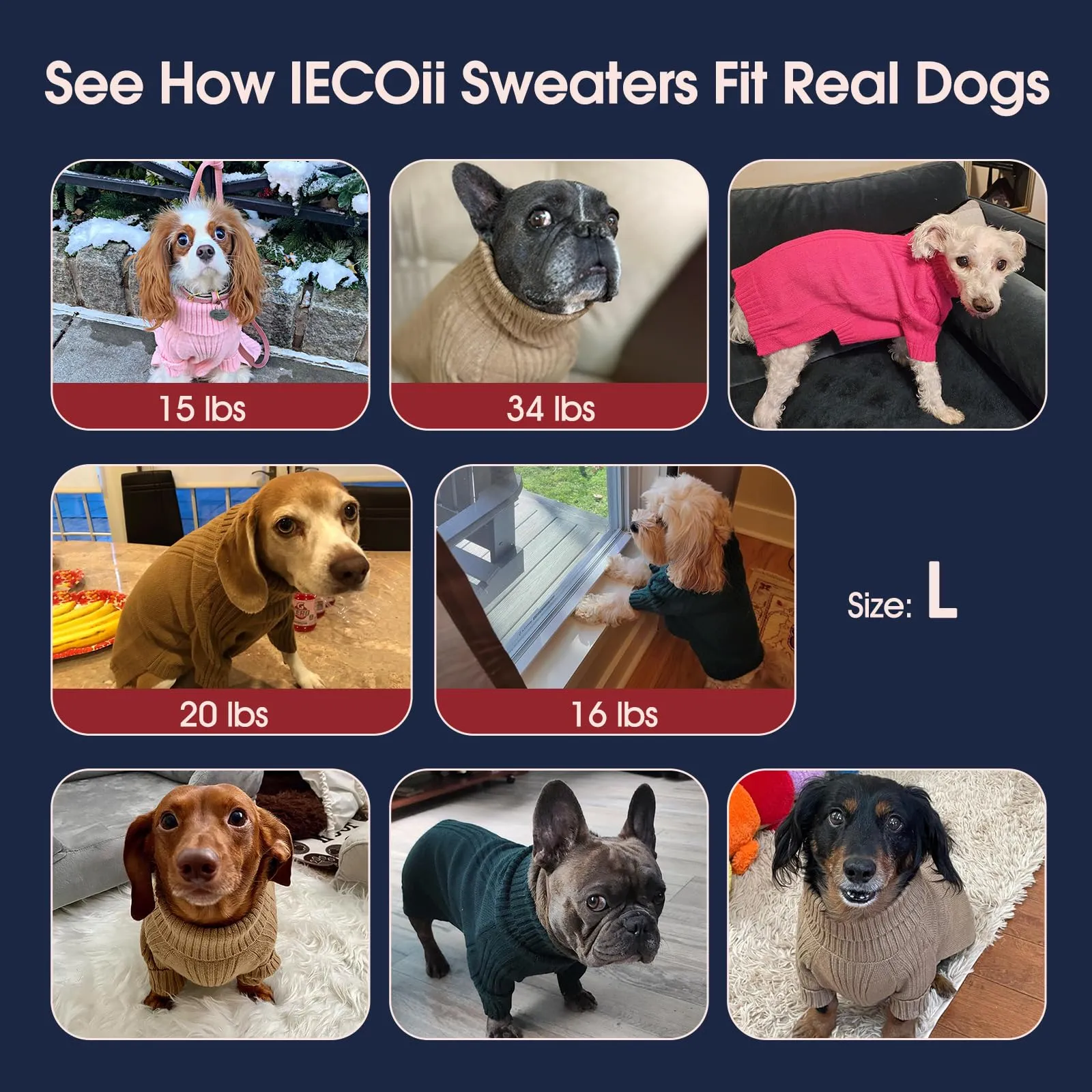 IECOii Maglione dolcevita invernale per cani e gatti - immagine 8