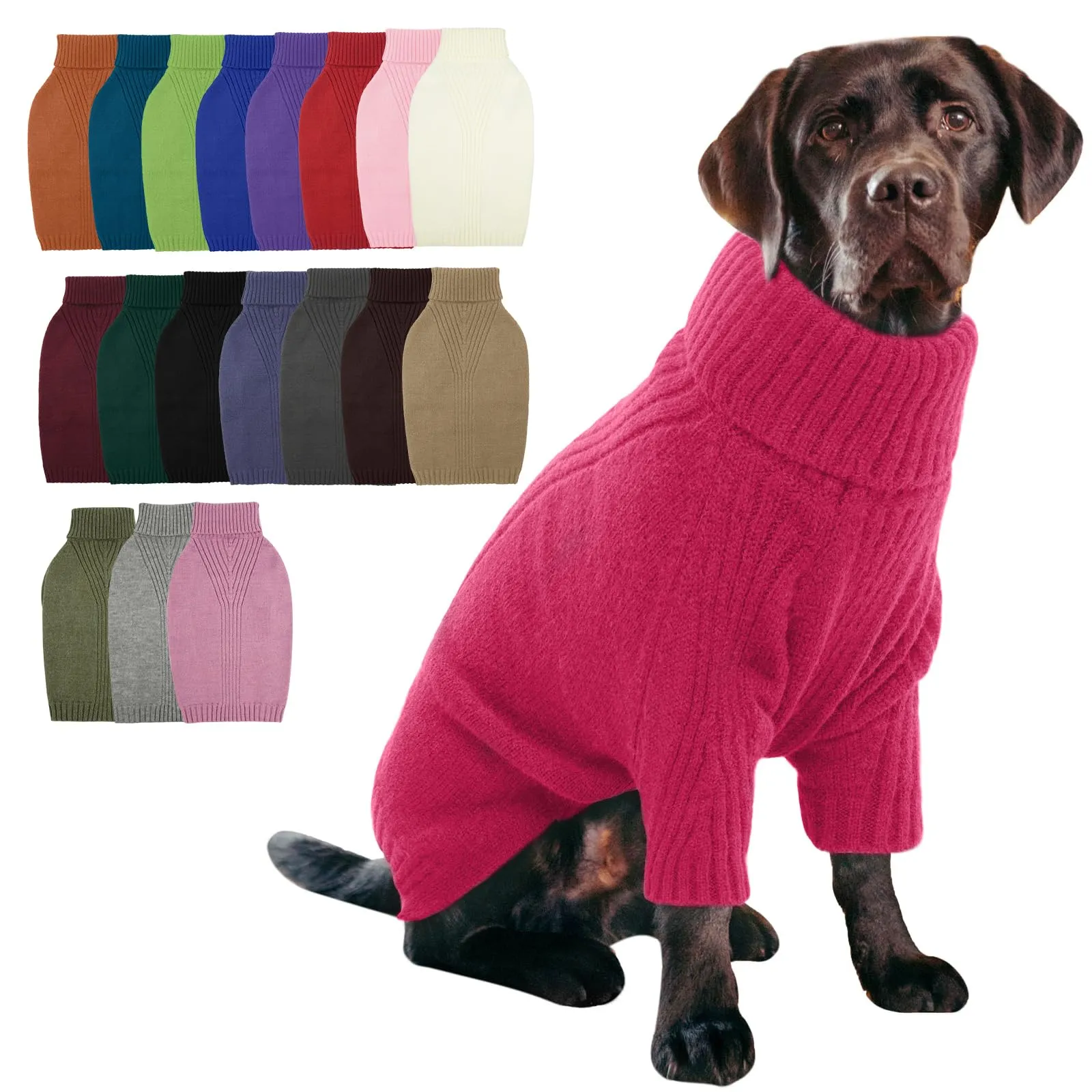 IECOii Maglione dolcevita invernale per cani e gatti, Rose-Red, Taglia XXXL - immagine 1