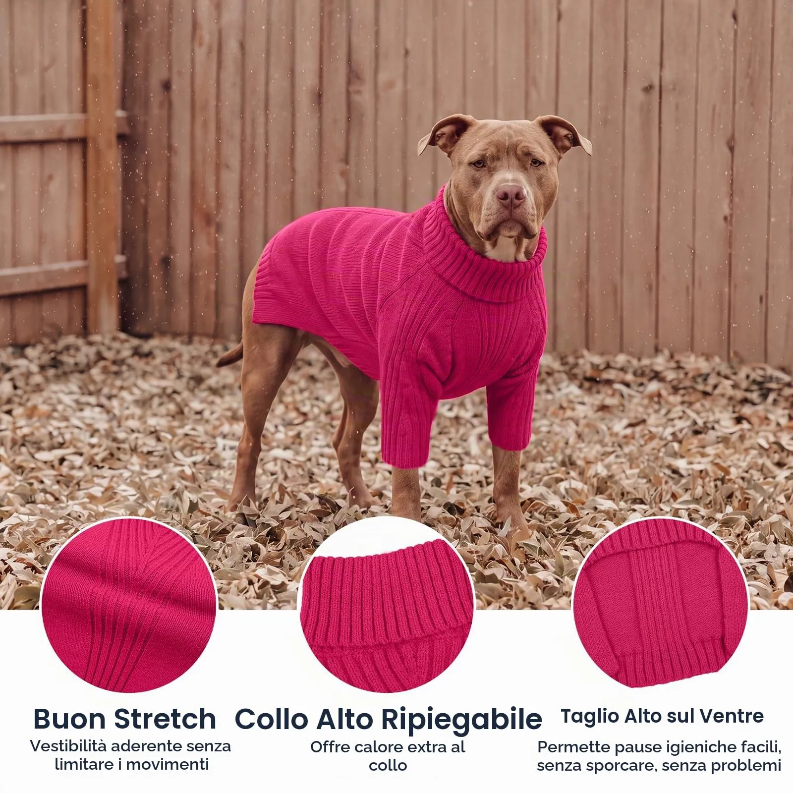 IECOii Maglione dolcevita invernale per cani e gatti, Rose-Red, Taglia XXXL - immagine 3