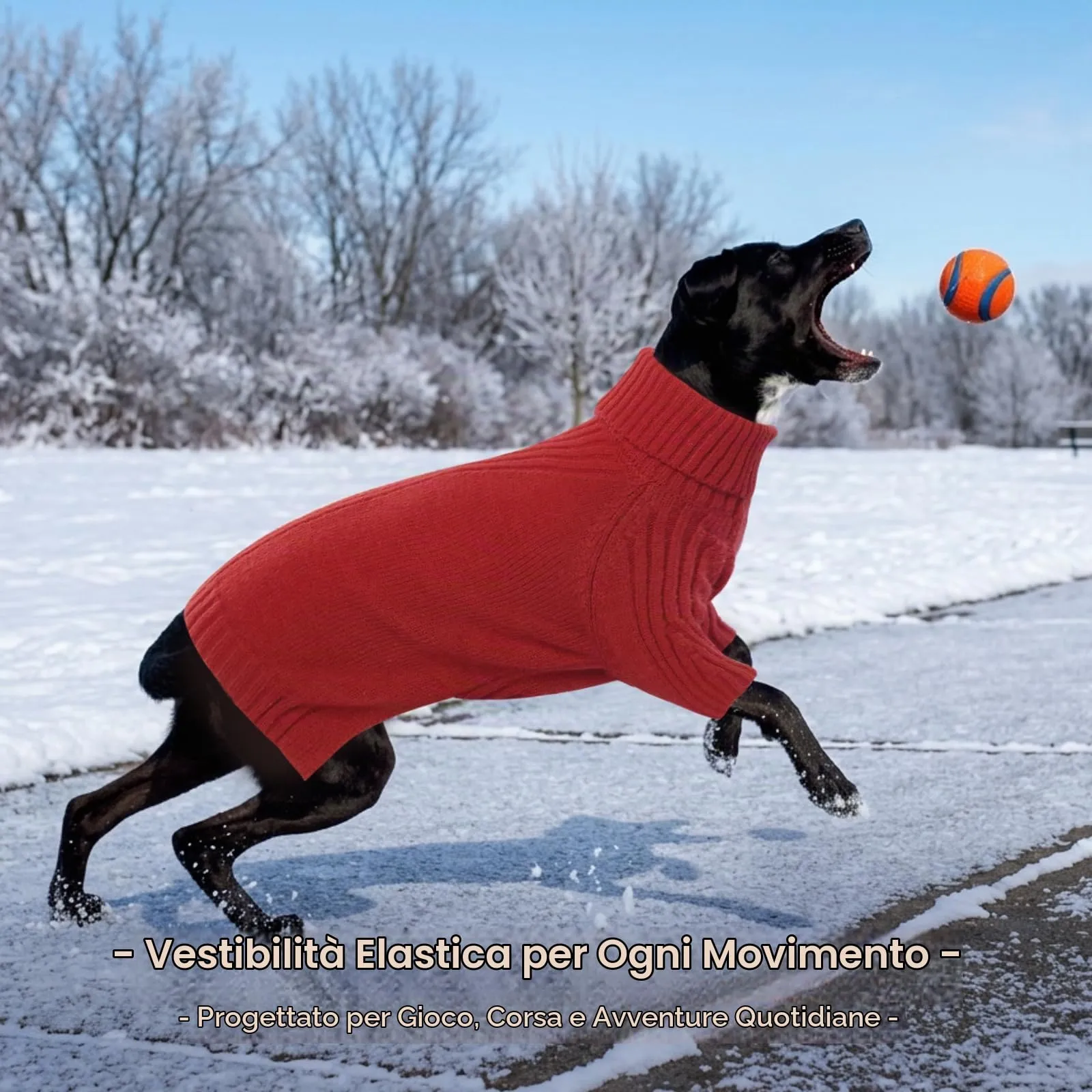 IECOii Maglione Dolcevita per Cani e Gatti, Inverno, Rosso, XXL - immagine 6