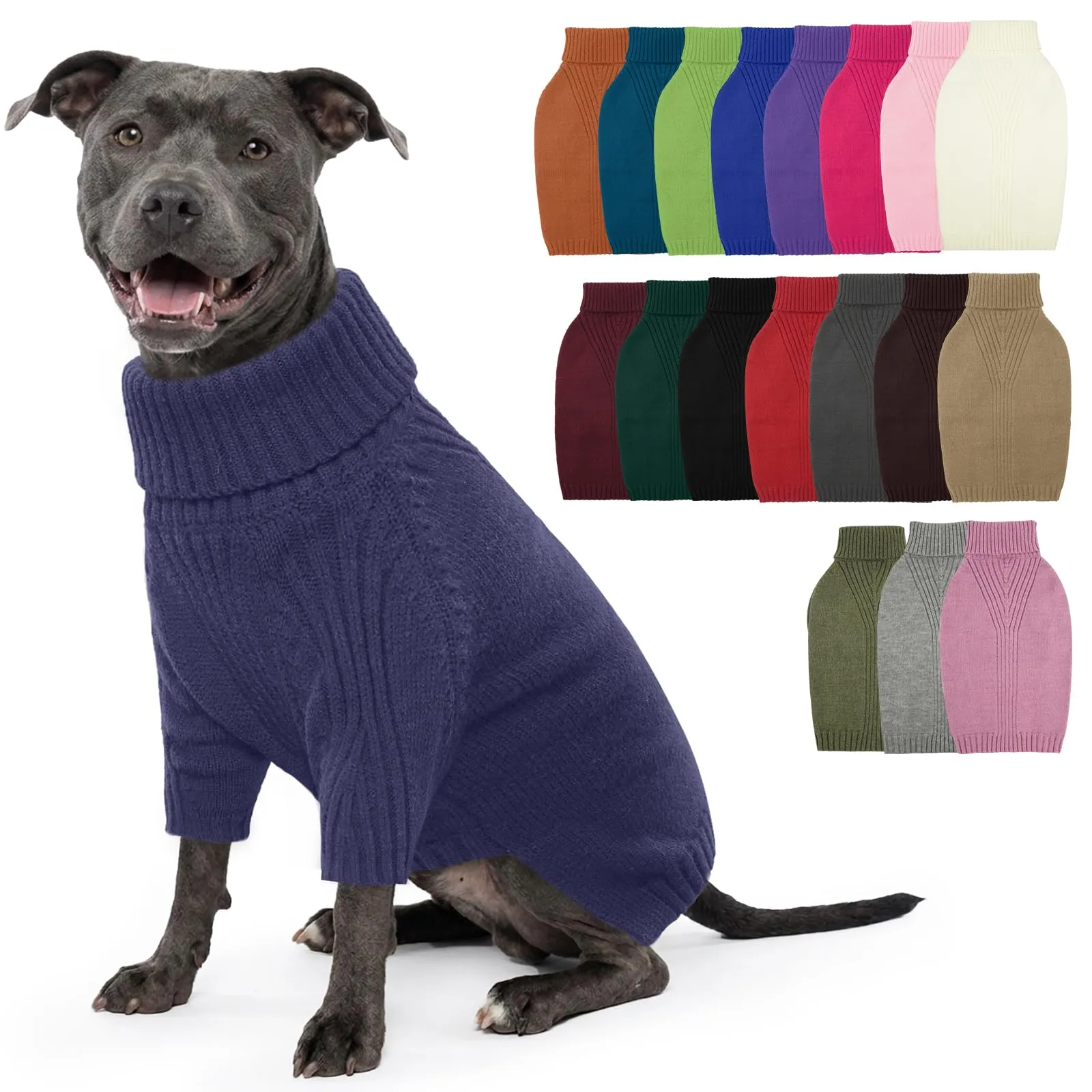 IECOii Maglione Dolcevita per Cani e Gatti, Blu, XL - immagine 1