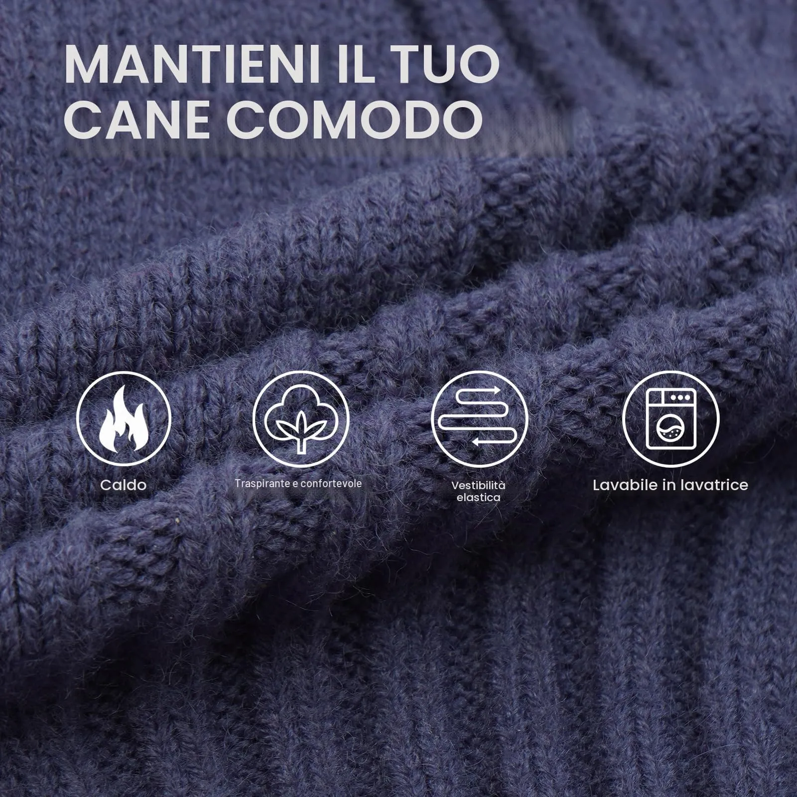 IECOii Maglione Dolcevita per Cani e Gatti, Inverno, Blue, XXXXL - immagine 2