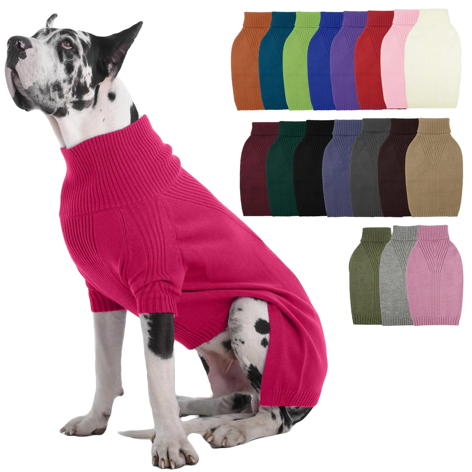 IECOii Maglione dolcevita invernale per cani e gatti, Rose-Red, XXXXL - immagine 1