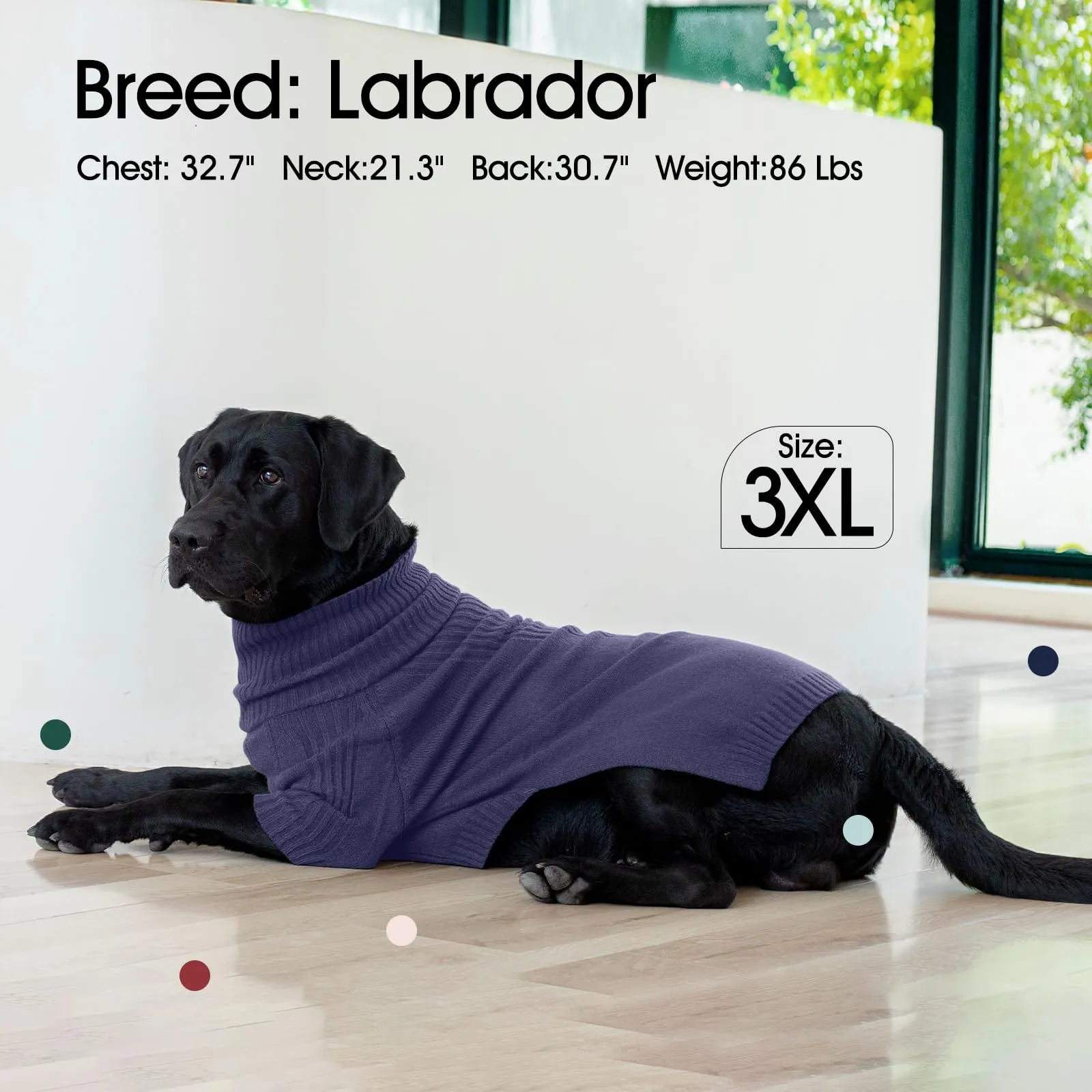 IECOii Maglione dolcevita invernale per cani e gatti, taglia XS, Blu - immagine 5