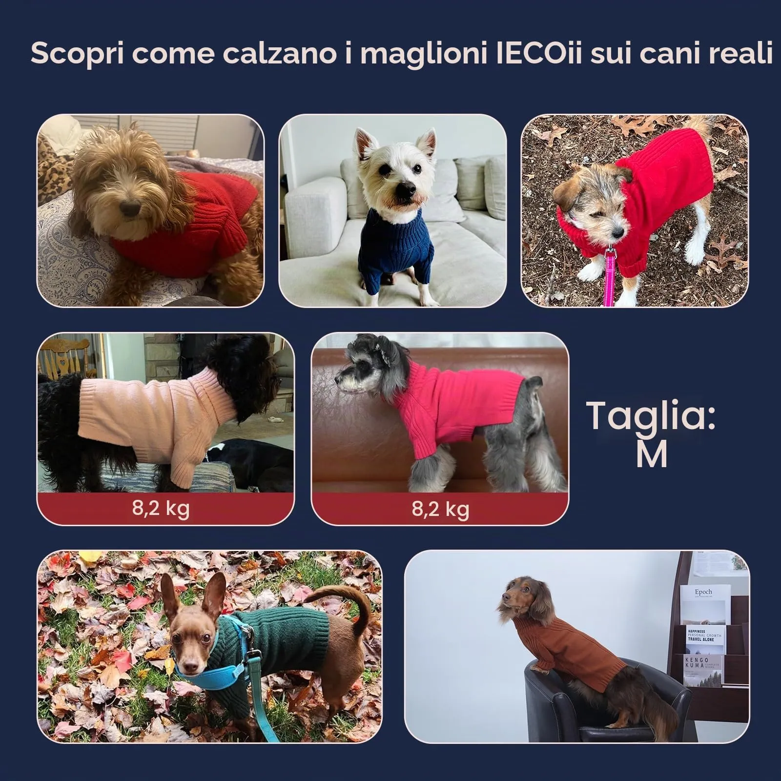 IECOii Maglione dolcevita invernale per cani e gatti - immagine 8