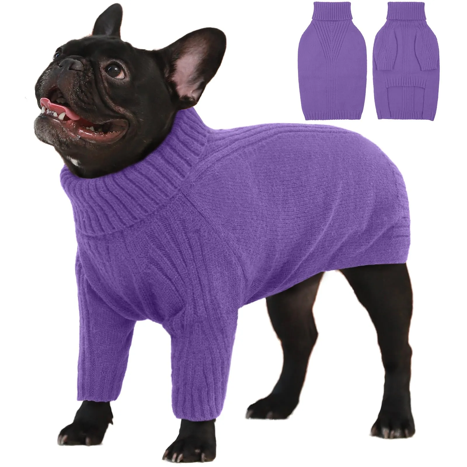 IECOii Maglione a collo alto caldo per cani di grossa taglia (viola, taglia L) - immagine 1