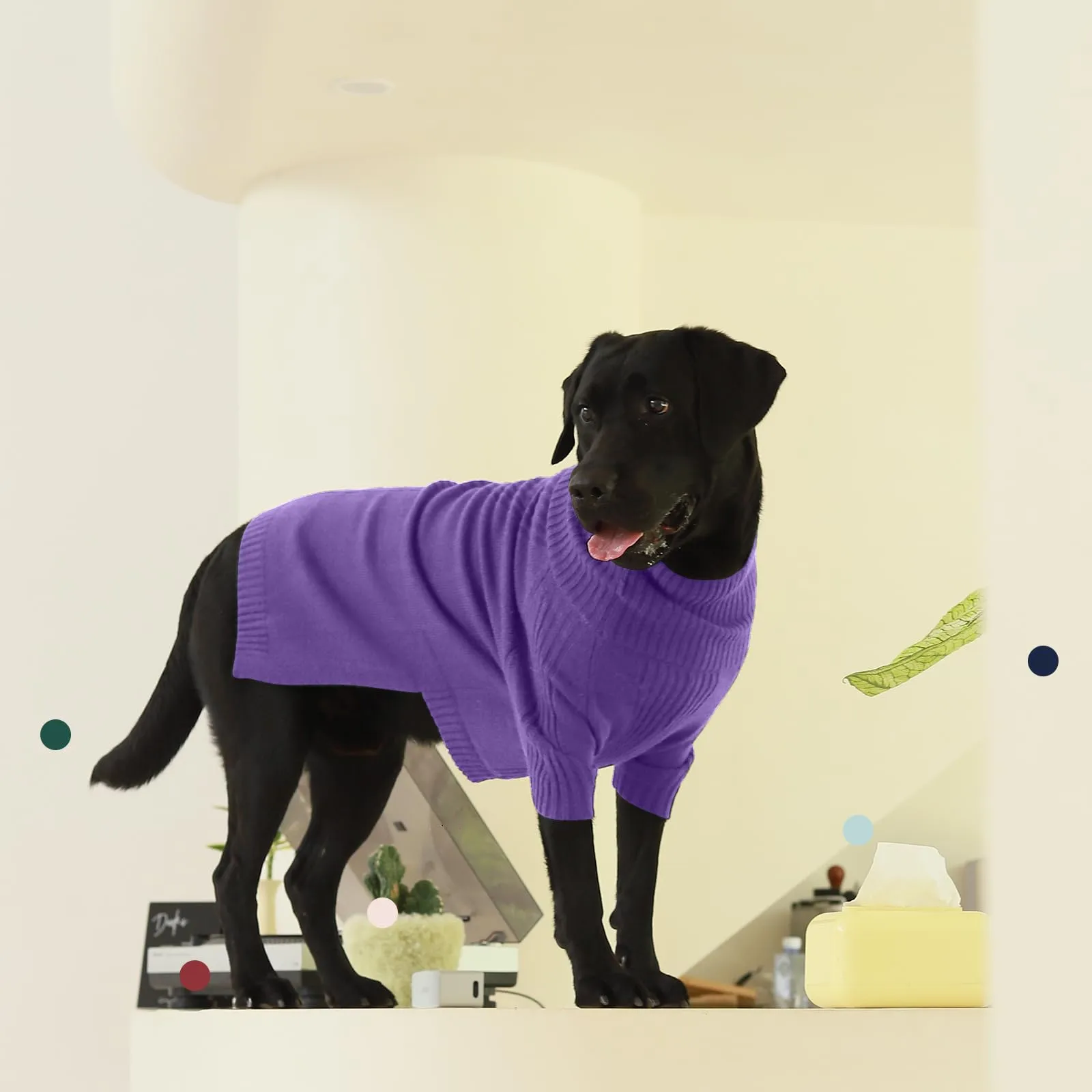 IECOii Maglione a collo alto caldo per cani di grossa taglia (viola, taglia L) - immagine 7