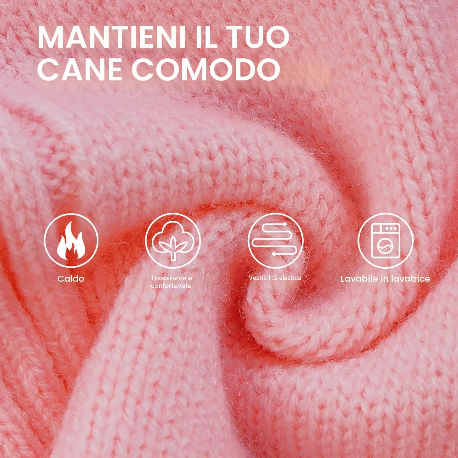 IECOii Maglione natalizio a collo alto per cani e cuccioli, Rosa, Taglia XXXL - immagine 2