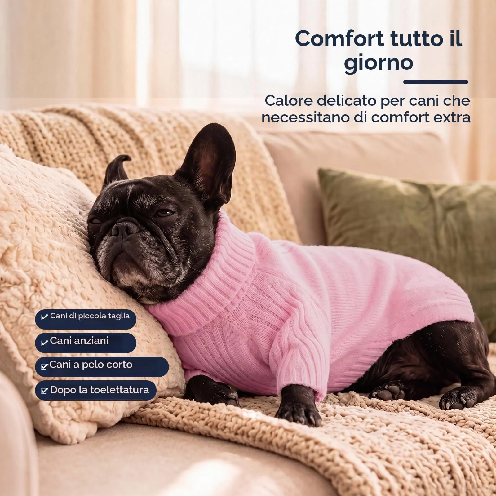 IECOii Maglione natalizio a collo alto per cani e cuccioli, Rosa, Taglia XXXL - immagine 4